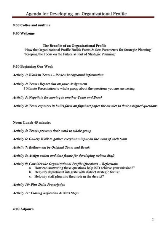 Organizational Profile Workshop Agenda
